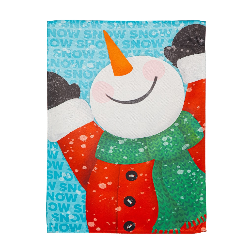 12.5 in. x 18 in. Happy Snowman Suede Garden Flag