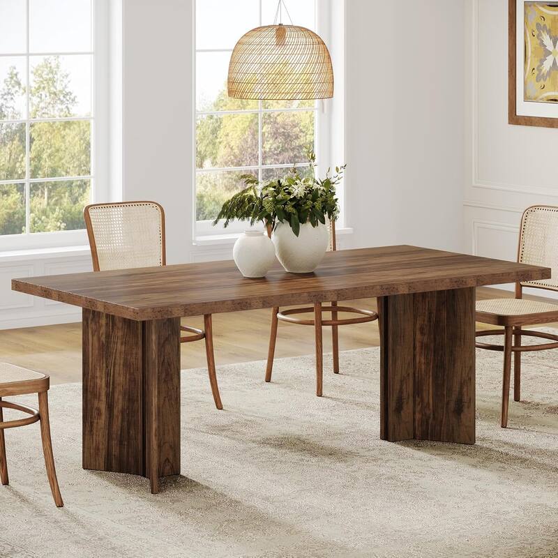 63-inch Rectangle Wooden Dining Table with Large Tabletop and Heavy Duty Legs for 4 to 6 People