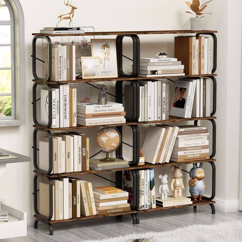 63'' 5-Tier Open Metal Bookshelf - Black