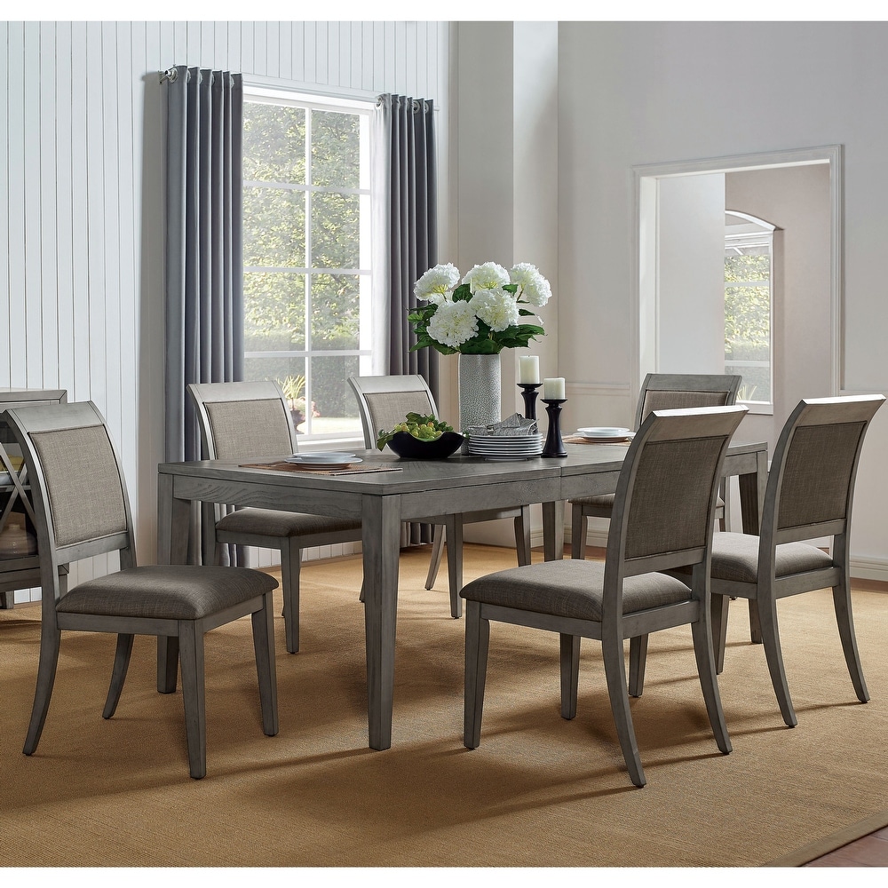 Furniture of America Marn Transitional Grey Fabric 7-piece Dining Set