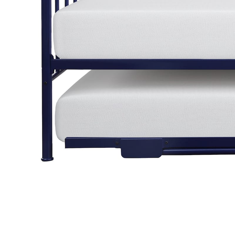 Ziva Daybed with Lift Up Trundle, Navy Blue Metal Frame, Folding Legs