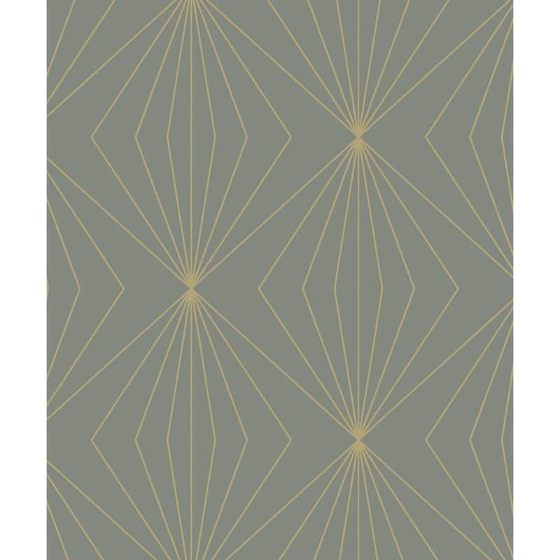 NextWall Gem Geometric Peel and Stick Wallpaper - 20.9 in. W x 18 ft. L - Grey & Metallic Gold