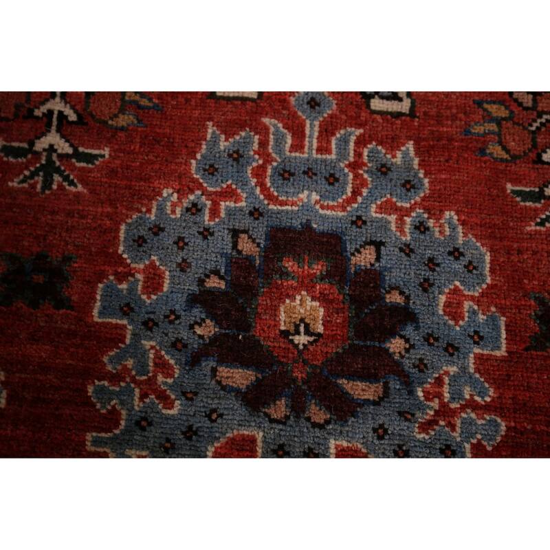 Vegetable Dye Heriz Area Rug Hand-Knotted Traditional Wool Carpet - 5'11" x 9'0"