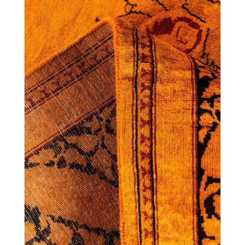 Overton Hand Knotted Wool Vintage Inspired Modern Contemporary Overdyed Orange Area Rug - 4' 2" x 6' 3"