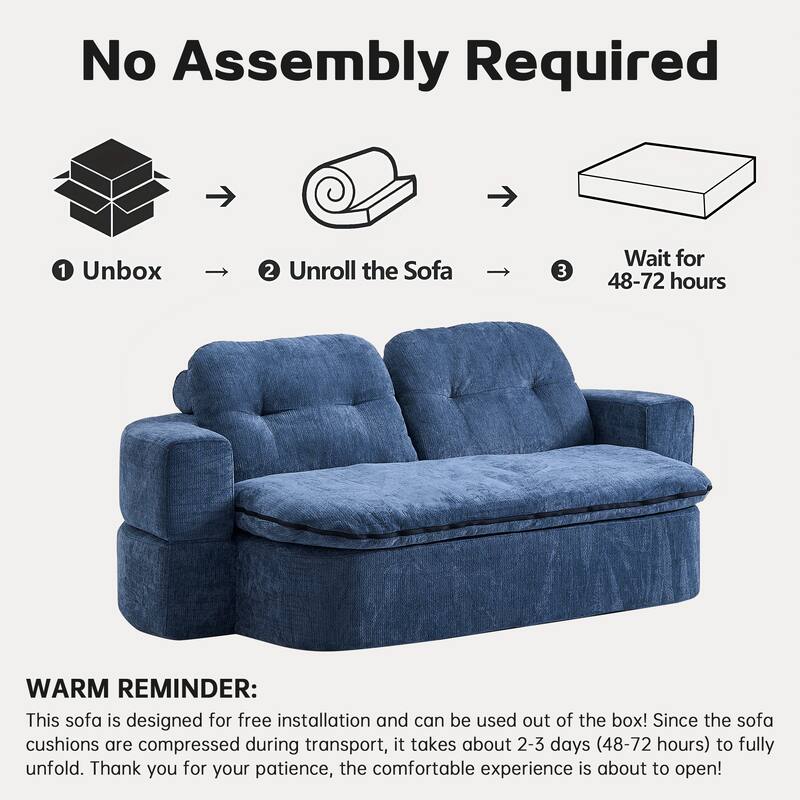 Foldable Sleeper Sofa Bed Convertible Sofa with Hidden Quilt and Large Pillows, Living Room Loveseat Sofa, Modern Floor Sofa