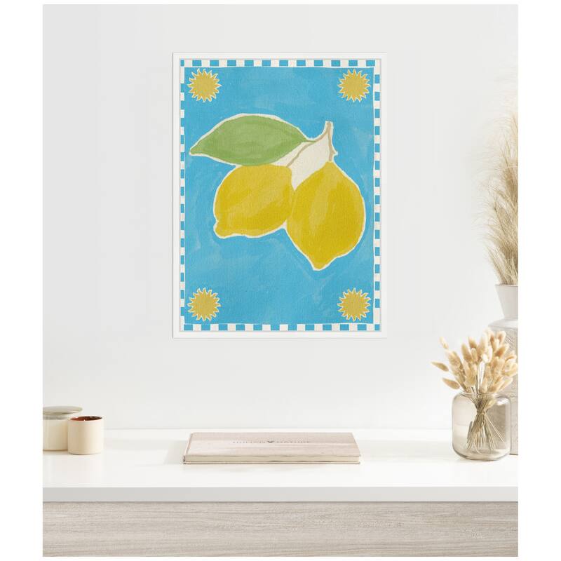 Kate and Laurel Sylvie Lush Duo 2 Lemon Framed Canvas by Shatha Al Dafai