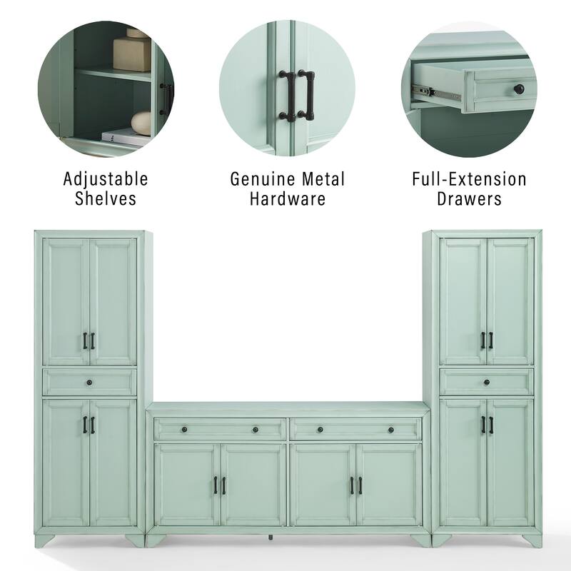 Crosley Tara 3-Piece Sideboard And Pantry Set