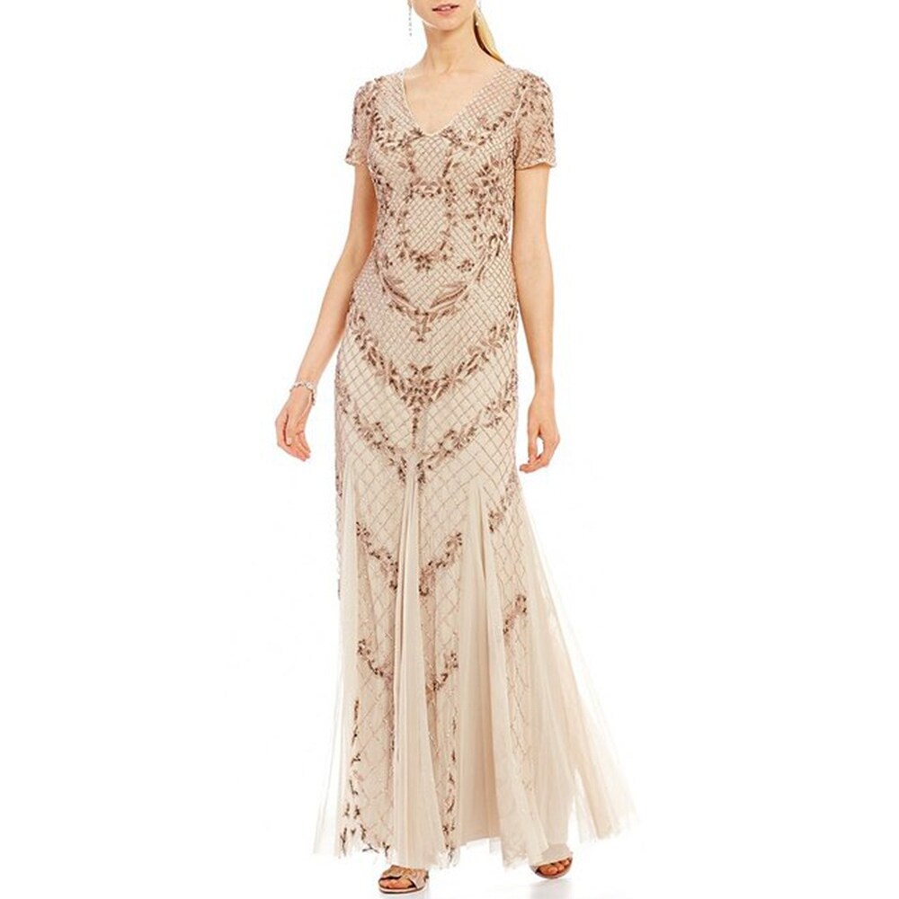 adrianna papell embellished cutout mermaid gown