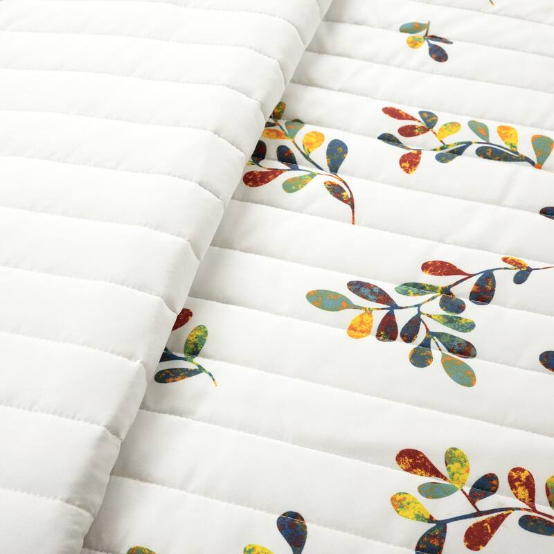 Lush Decor Boho Botanical Leaf Reversible 3 Piece Quilt Set