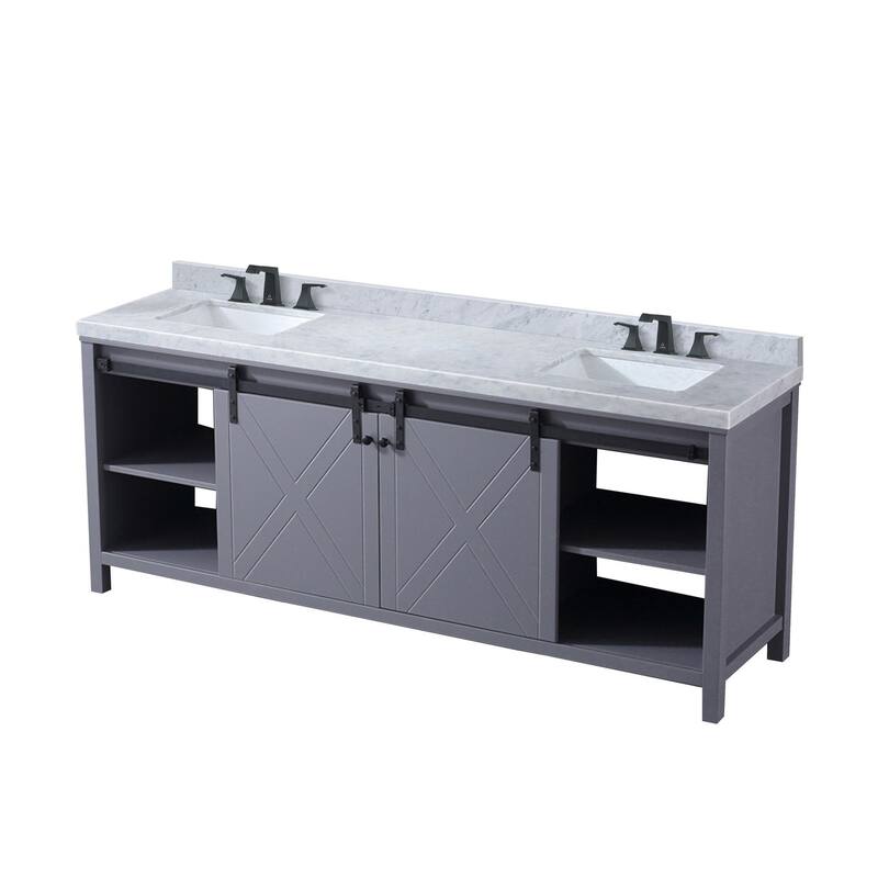 Marsyas 84 in W x 22 in D Brown Double Bath Vanity and White Quartz Countertop