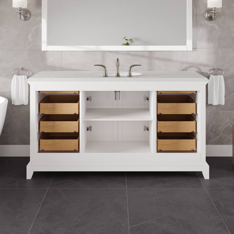 Elite Stamford Bath Vanity with Carrara Quartz Top and Porcelain Sink
