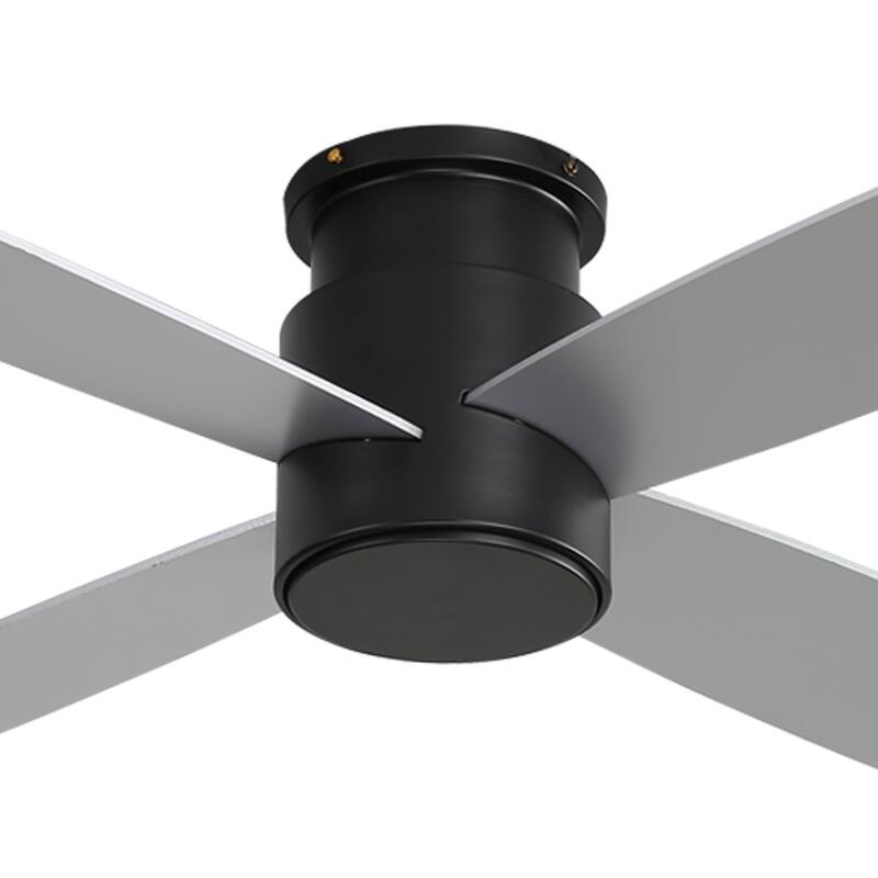 WINGBO 44" and 52" Flush Mount DC Ceiling Fan without Lights, 4 Reversible Blades