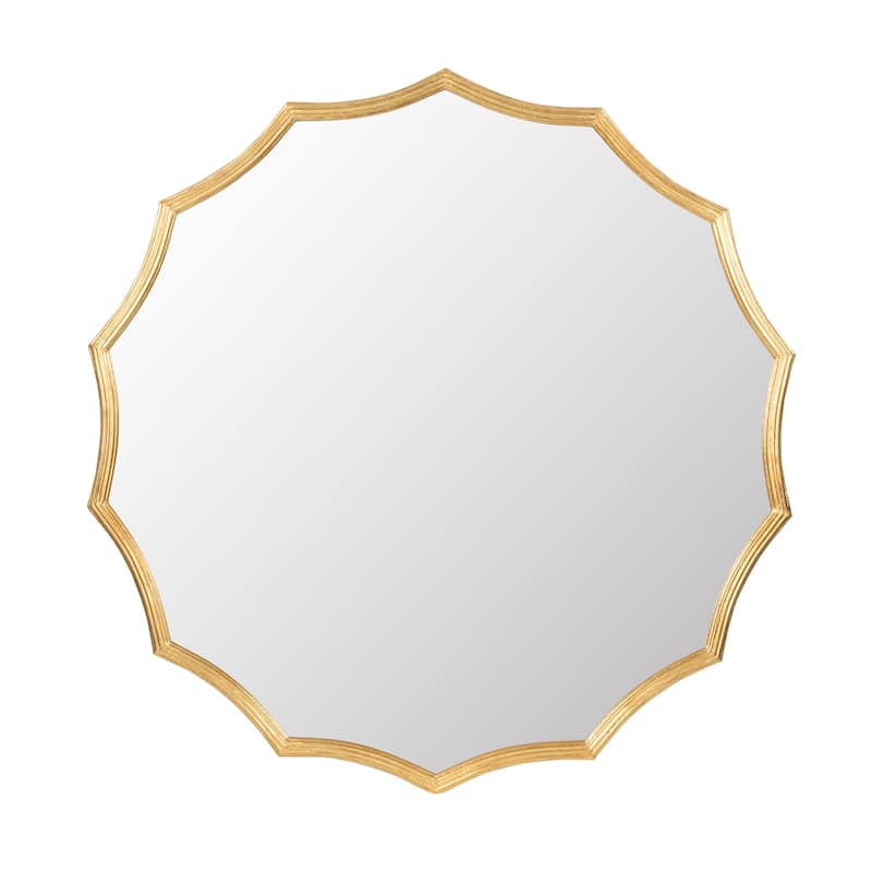 Round Sunburst Wall Mirror with Gold Finish