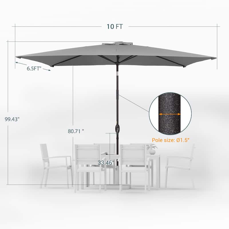 LIVOOSUN 10 x 6.5ft Outdoor Market Patio Umbrella w/Tilt and Crank
