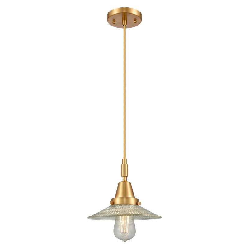 Innovations Lighting Downtown Urban - Caden Halophane - 1 Light 9" Cord Hung Mini Pendant - Clear Halophane Shade/Satin Gold