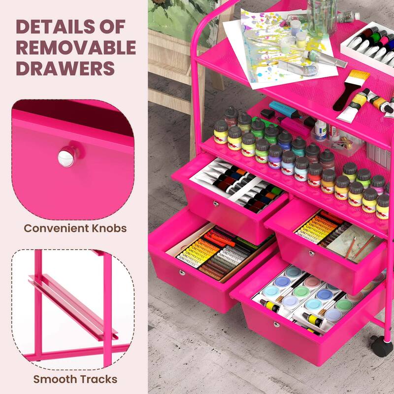 Costway 4Drawer Rolling Storage Cart shelf Scrapbook Paper Office - See Details