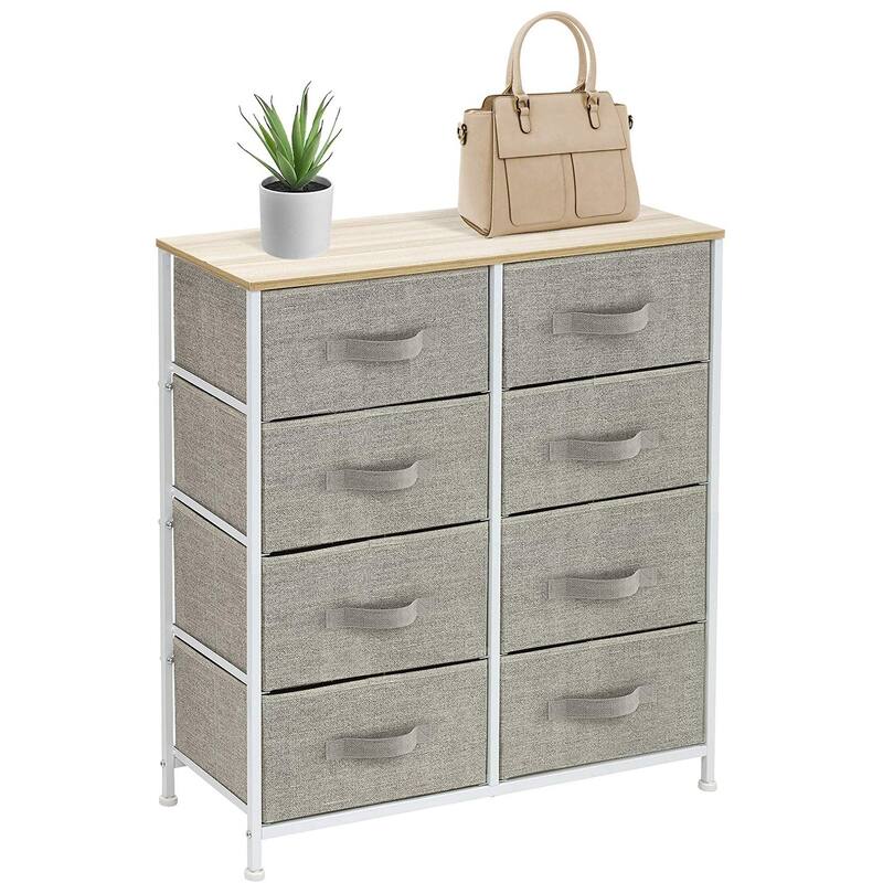 Modern Fabric and Metal 8-cubby Storage Tower