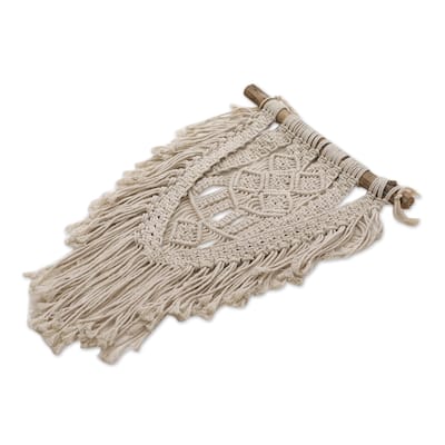 Novica Handmade Dawn In Tegalalang Cotton Macrame Wall Hanging