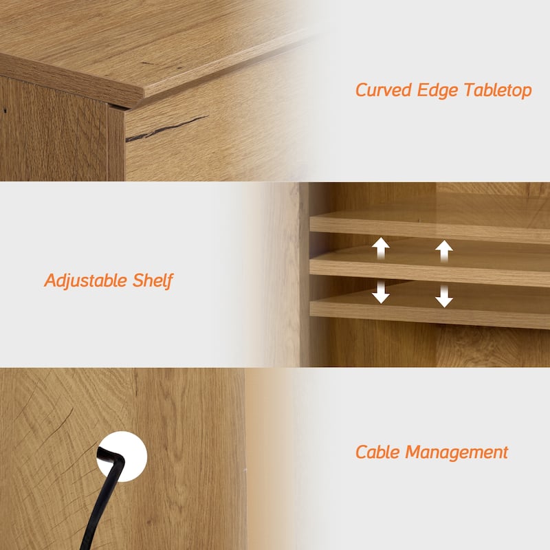 WAMPAT Entertainment Center for 75" TVs with Drawers and Adjustable Shelves