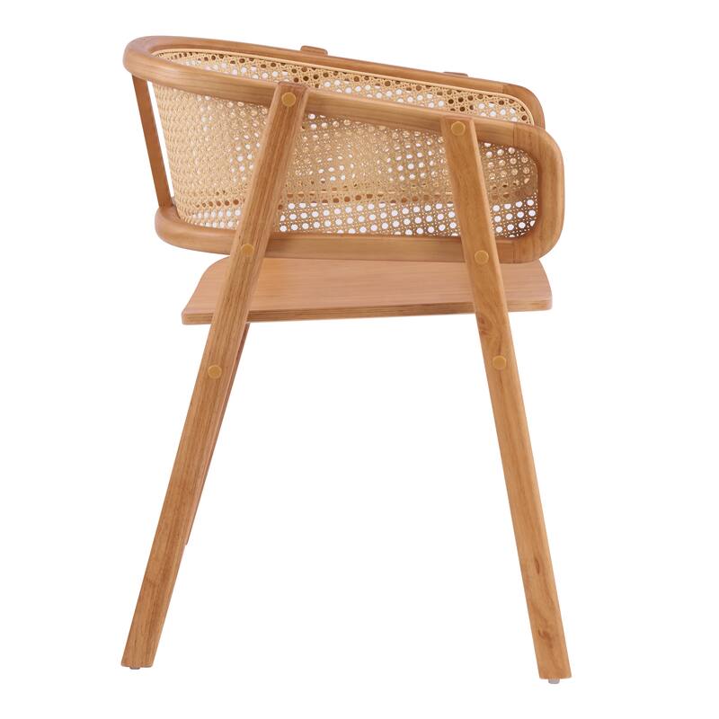 Christopher Knight Home - Mid-Cenutry Natural Rattan Mesh Dining Chairs Set with Ergonomic Curved Back and Armrests