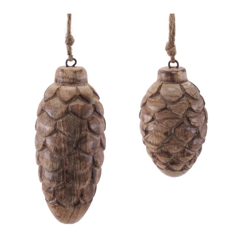Wooden Pine Cone Ornament Set of 24 - 5" & 5.75"H