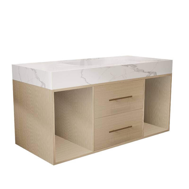 39.4" Ceramic Sink Bathroom Vanity, Floating Bathroom Vanity