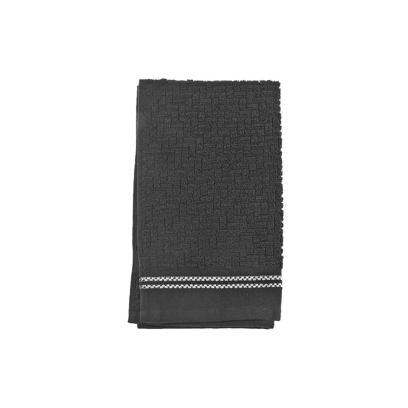 Luxury Stitch Hand Towel 16 X 27 Black Set of 6 Bed Bath