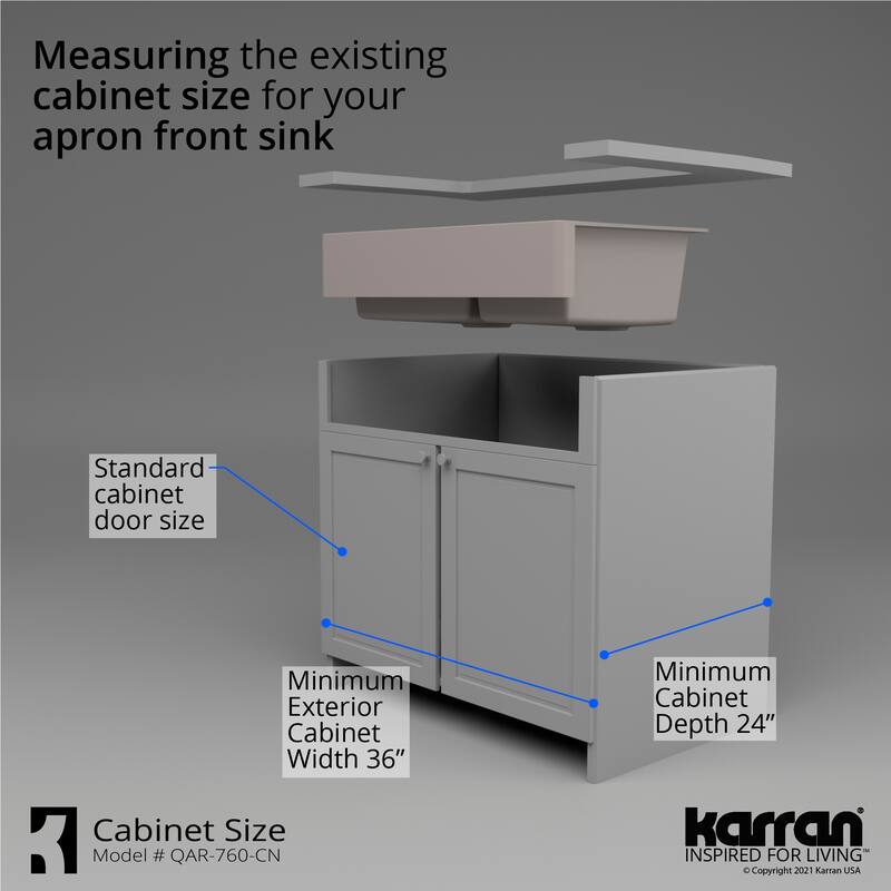 Karran Retrofit Farmhouse Quartz 34 in. Double Bowl 60/40 Sink Kit