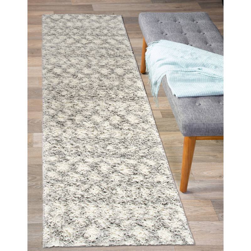 World Rug Gallery Trellis Geometric Plush Shag Area Rug