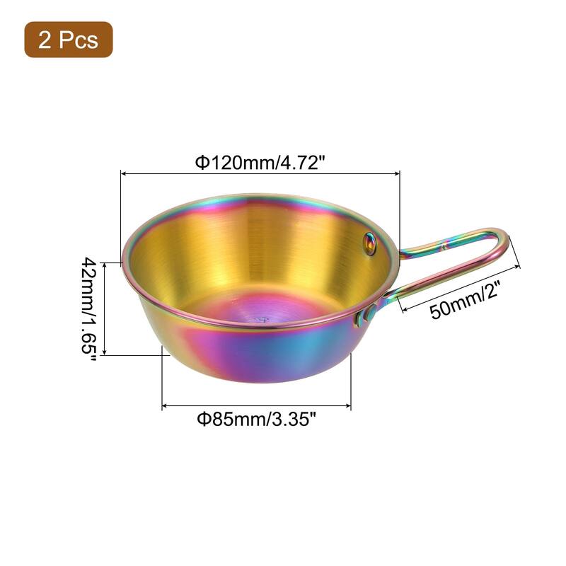 2 Pcs Korean Traditional Wine Bowls, Stainless Steel Rice Wine Cup - Multicolor - 4.72 Inch