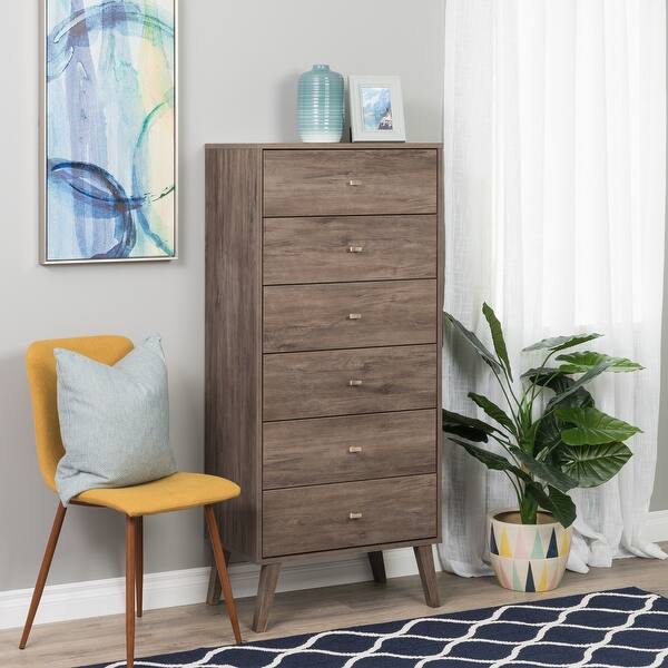 Prepac Milo Mid Century Modern Tall 6 Drawer Chest On Sale Overstock 31696787