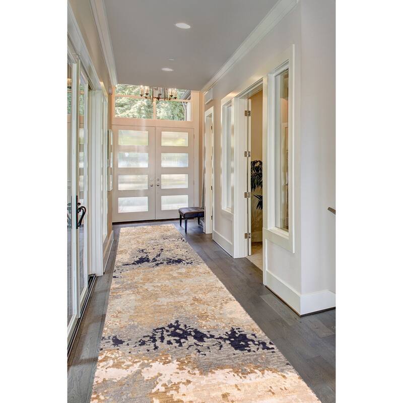 ECARPETGALLERY Hand-knotted Legacy Light Blue Silk, Wool Rug - 2'6 x 10'0