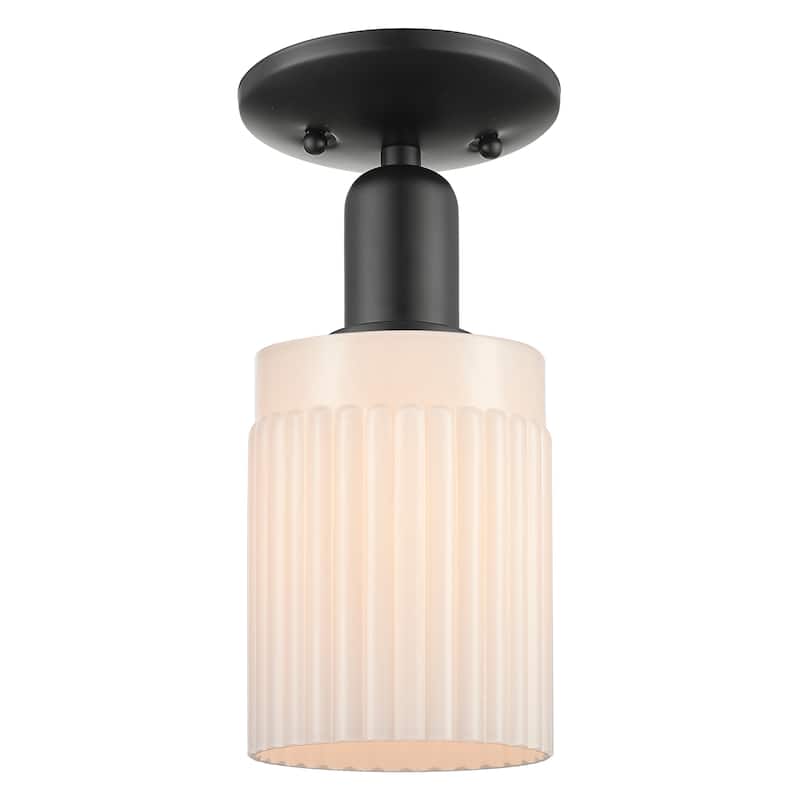 Innovations Lighting Endless Possibilities Arcadia - Hadley - 1 Light 5" Semi-Flush Mount - Matte White/Matte Black