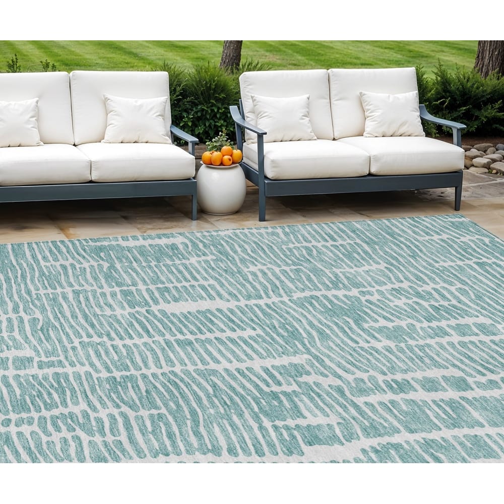 HomeRoots Abstract Transitional Rectangle Outdoor Rug