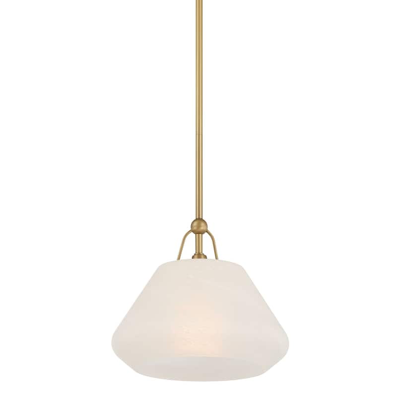 Minka Lavery 197 Orion 12" Wide Pendant with Etched Glass Shade - Legacy Brass