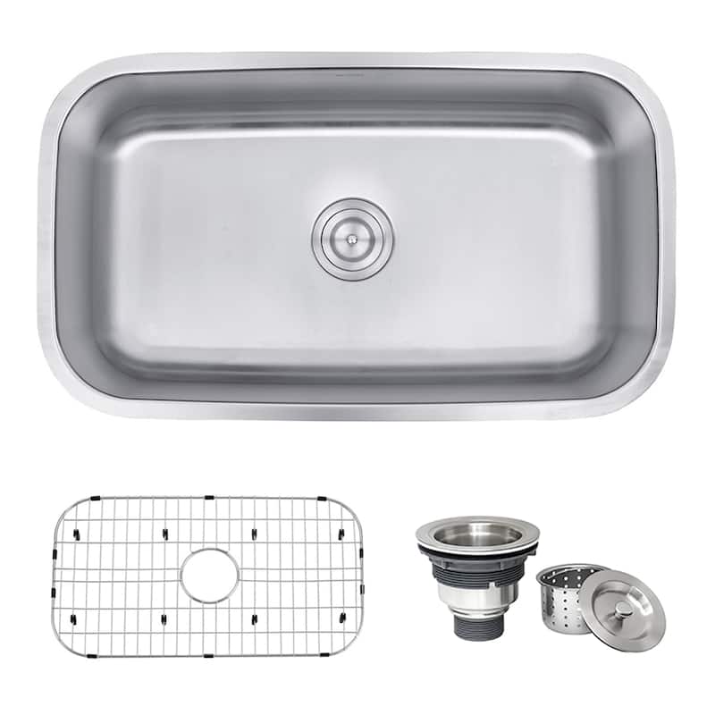 Ruvati 32-inch Undermount 16 Gauge Stainless Steel Kitchen Sink Single Bowl - RVM4200 - 29.25? x 16? - 29.25″ x 16″