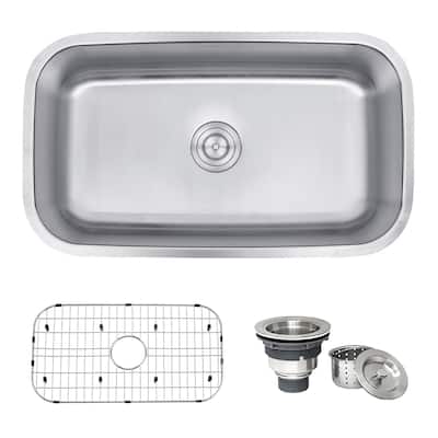 Ruvati 32-inch Undermount 16 Gauge Stainless Steel Kitchen Sink Single Bowl - RVM4200 - 29.25? x 16? - 29.25″ x 16″