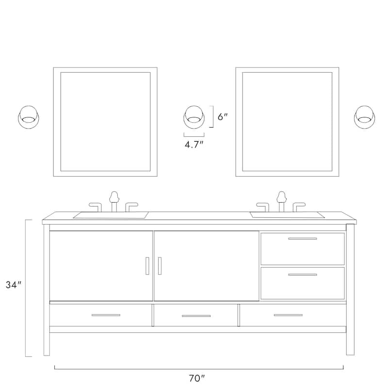 Modern 1-Light Gold Brass LED Wall Sconce Metal Bathroom Vanity Lights with Dome Shade - 4.7" L x 7" W x 8" H