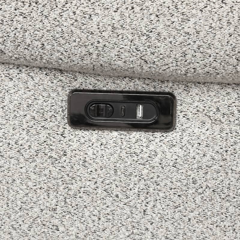 Furniture of America Loungi Modern Light Grey Chenille Power Recliner Sectional with Console and USB Ports