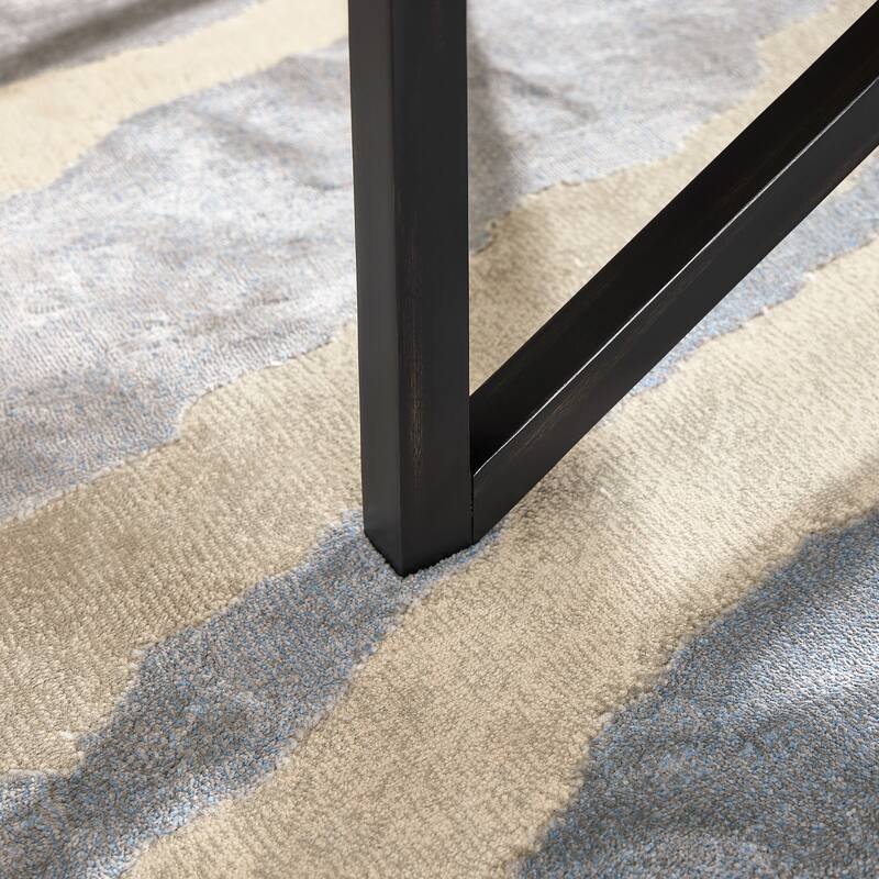 Modern Simple Glass Coffee Table with Solid Wood Base