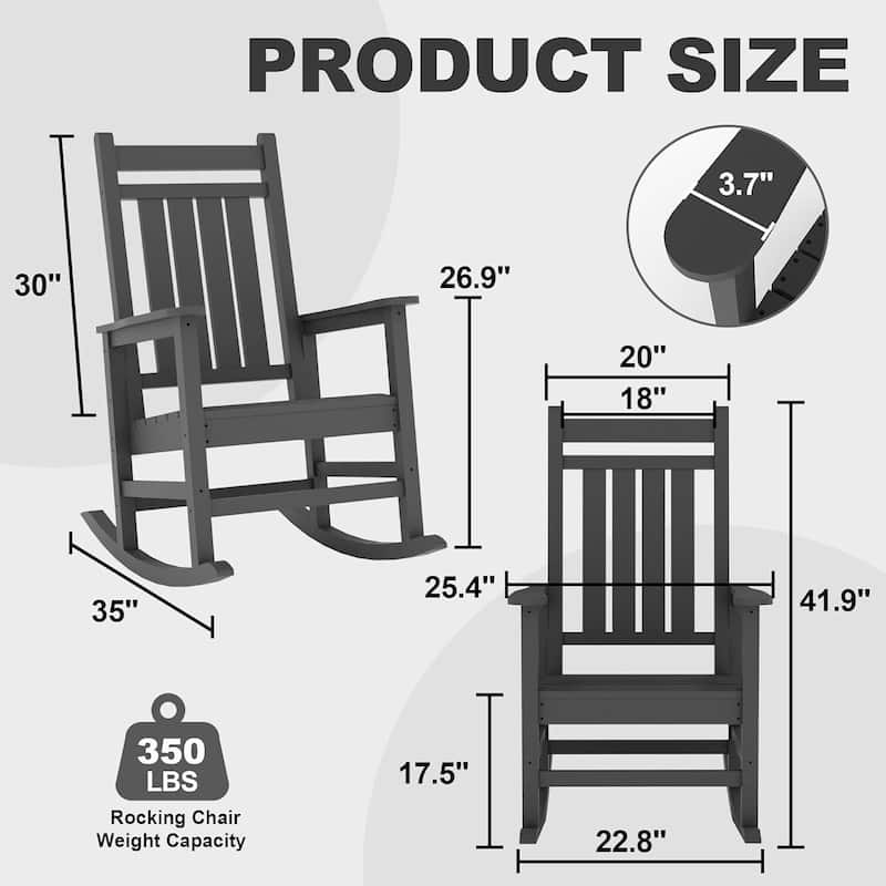 2PCS Patio High Back Porch Rocking Chair for Outside