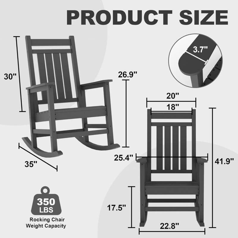 Patio High Back Porch Rocking Chair for Outside - 1PC