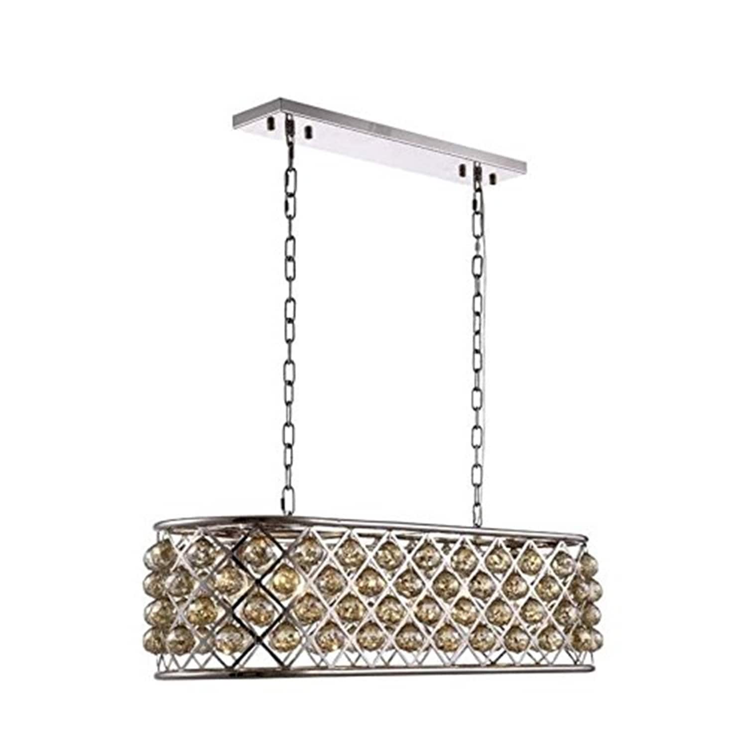 6-Light Chandelier - Modern Crystal Light Fixture - Polished Nickel Finish - Contemporary Design - 15