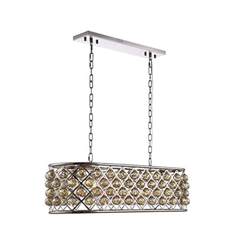 6-Light Chandelier - Modern Crystal Light Fixture - Polished Nickel Finish - Contemporary Design - 15