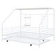 preview thumbnail 35 of 38, Full Size Metal House Bed with Trundle and Roof for Kids, Boys and Girls, Bedroom