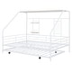 preview thumbnail 15 of 18, White Full Size Metal House Bed with Trundle and Roof for Kids, Boys and Girls, Bedroom