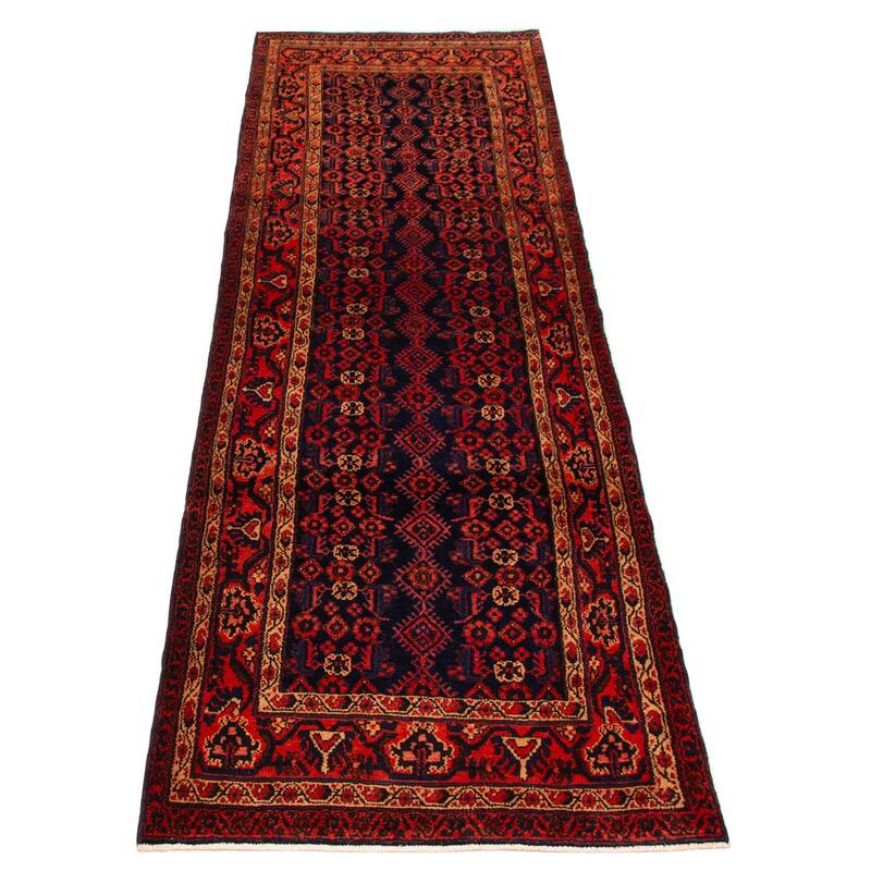 Andelz Navy, Red Rug 3'7" x 12'6" - 3'7 x 12'6
