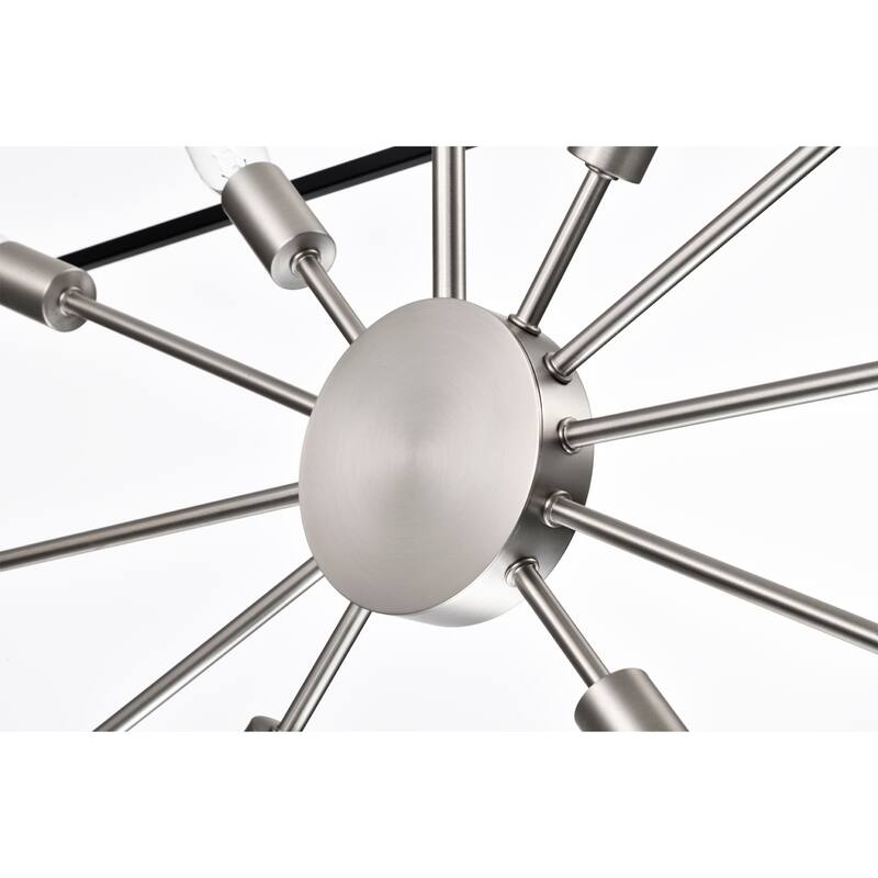 Lysandra 48 Inch Modern Clean Look Style Silver Satin and Matte Black Finish Ceiling Lighted Chandelier 10-Light