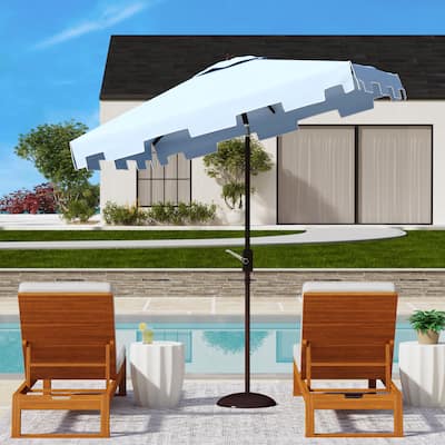SAFAVIEH Outdoor Zimmerman 7.5 Ft Square Market Auto Tilt UV Protected Umbrella