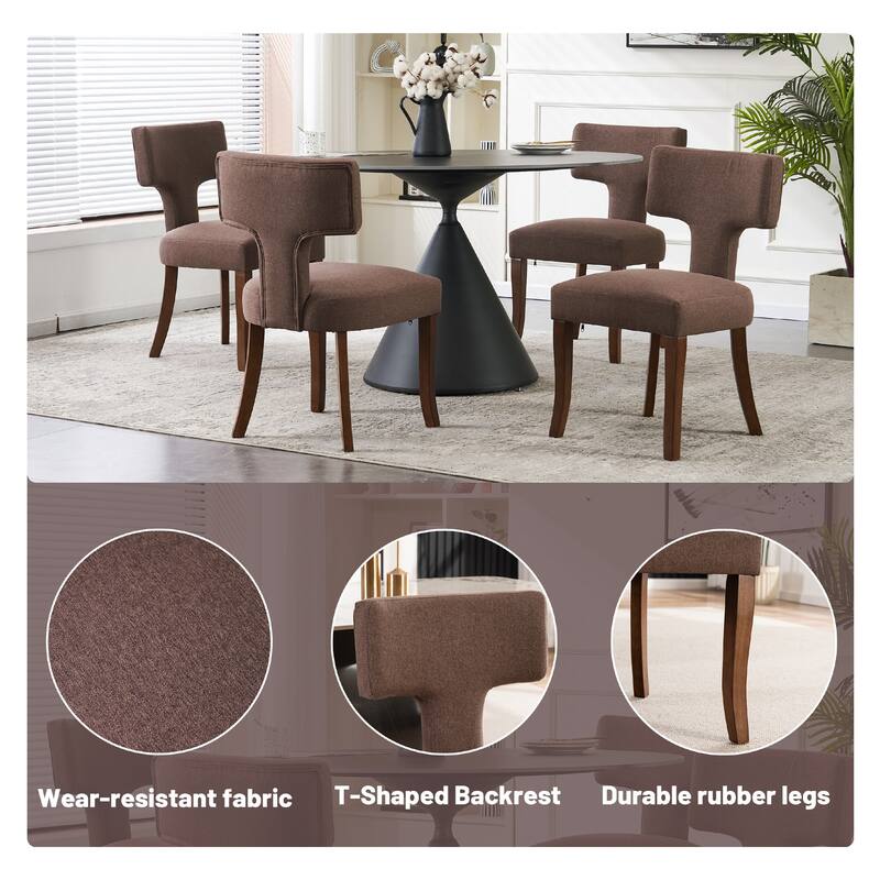 Upholstered Mordern Design T Back Dining Side Chair- Set of 2
